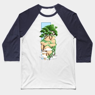 Pixel Landscape : Flying Rock Baseball T-Shirt